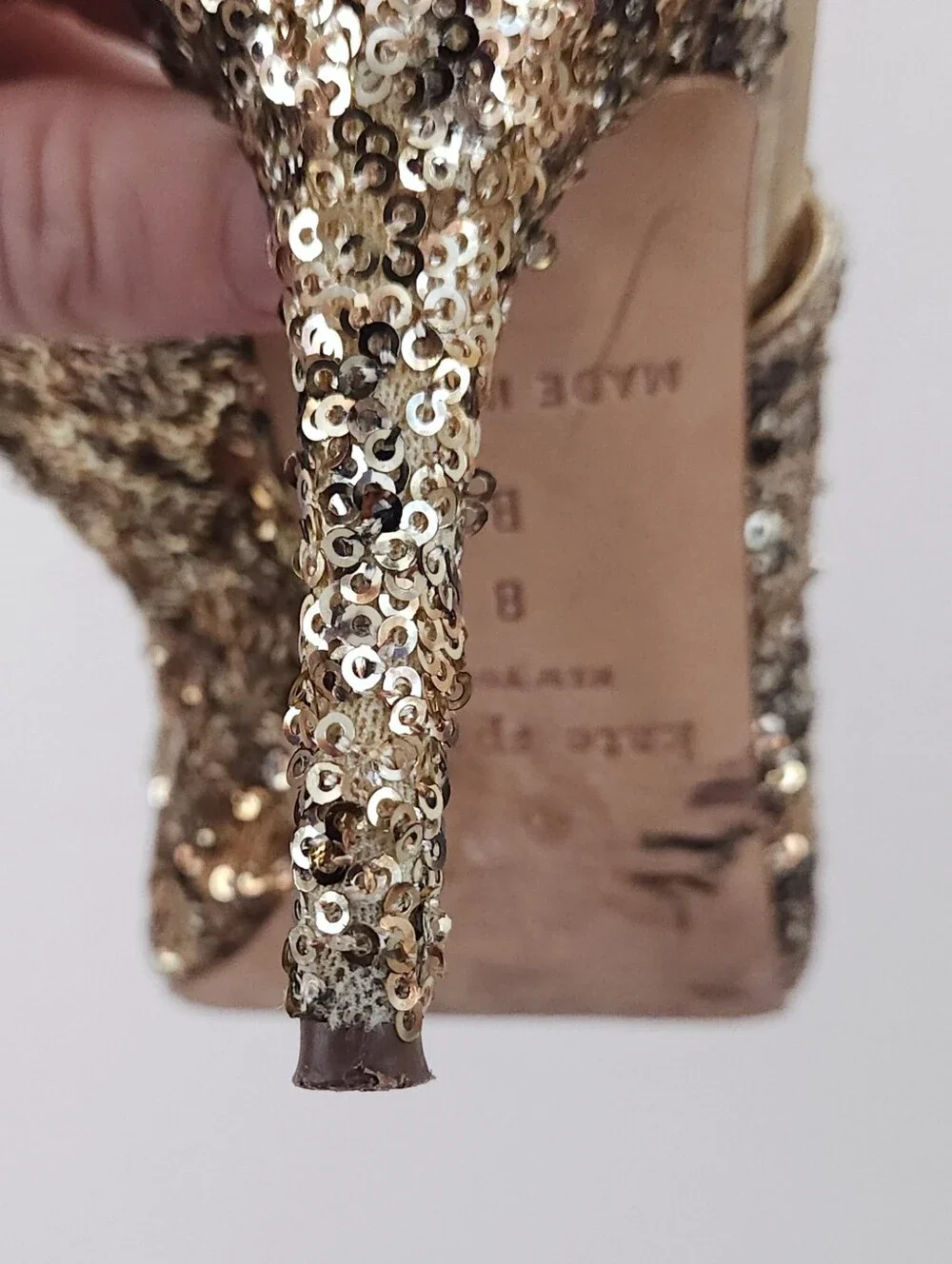 KATE SPADE Sawyer Sequin Bow Pumps Gold Slingback Peep Toe Heels US 8